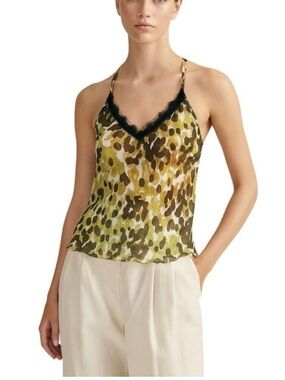 Luna Allegra Italy green animal print chiffon cami tank top S